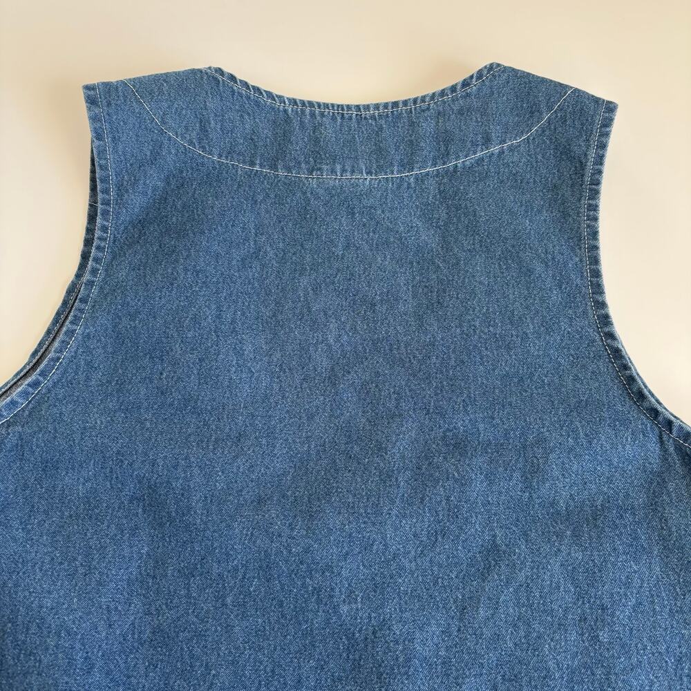 Vintage 90s Cactus California Lace Applique Blue Jean Denim Vest Women’s Medium - Picture 8 of 8